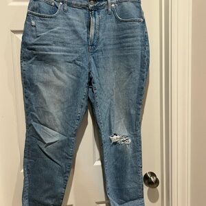 Madewell Blue Ripped Boyfriend Jeans